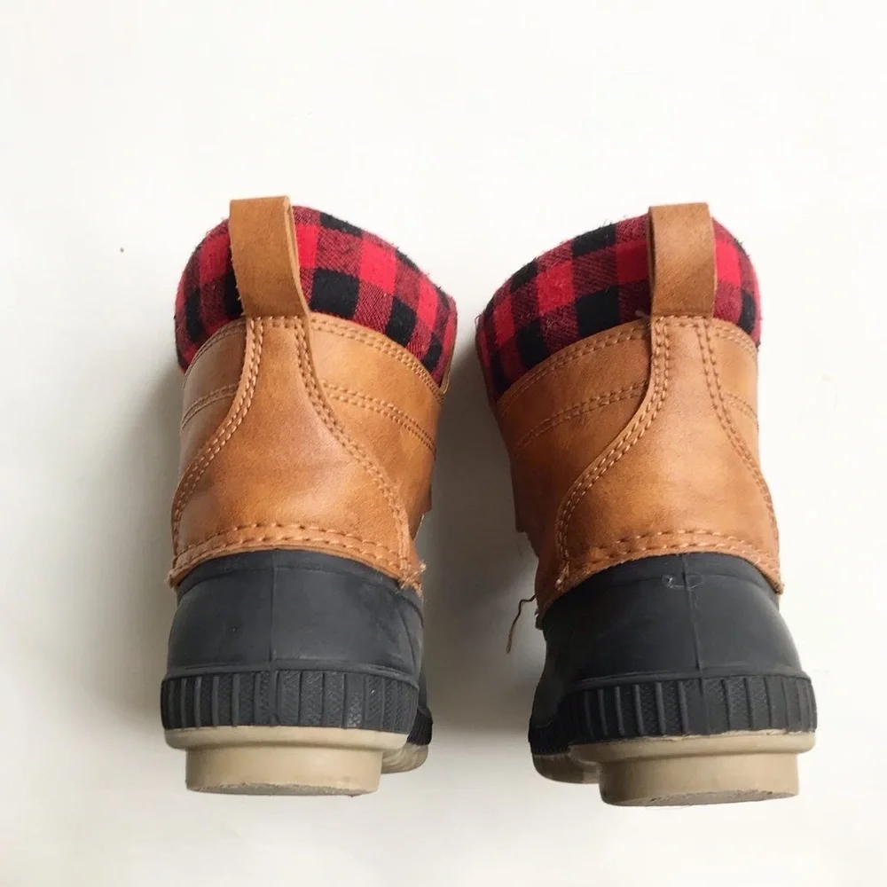 BABygap tan/plaid duck boots  EUC size 9/10 toddler